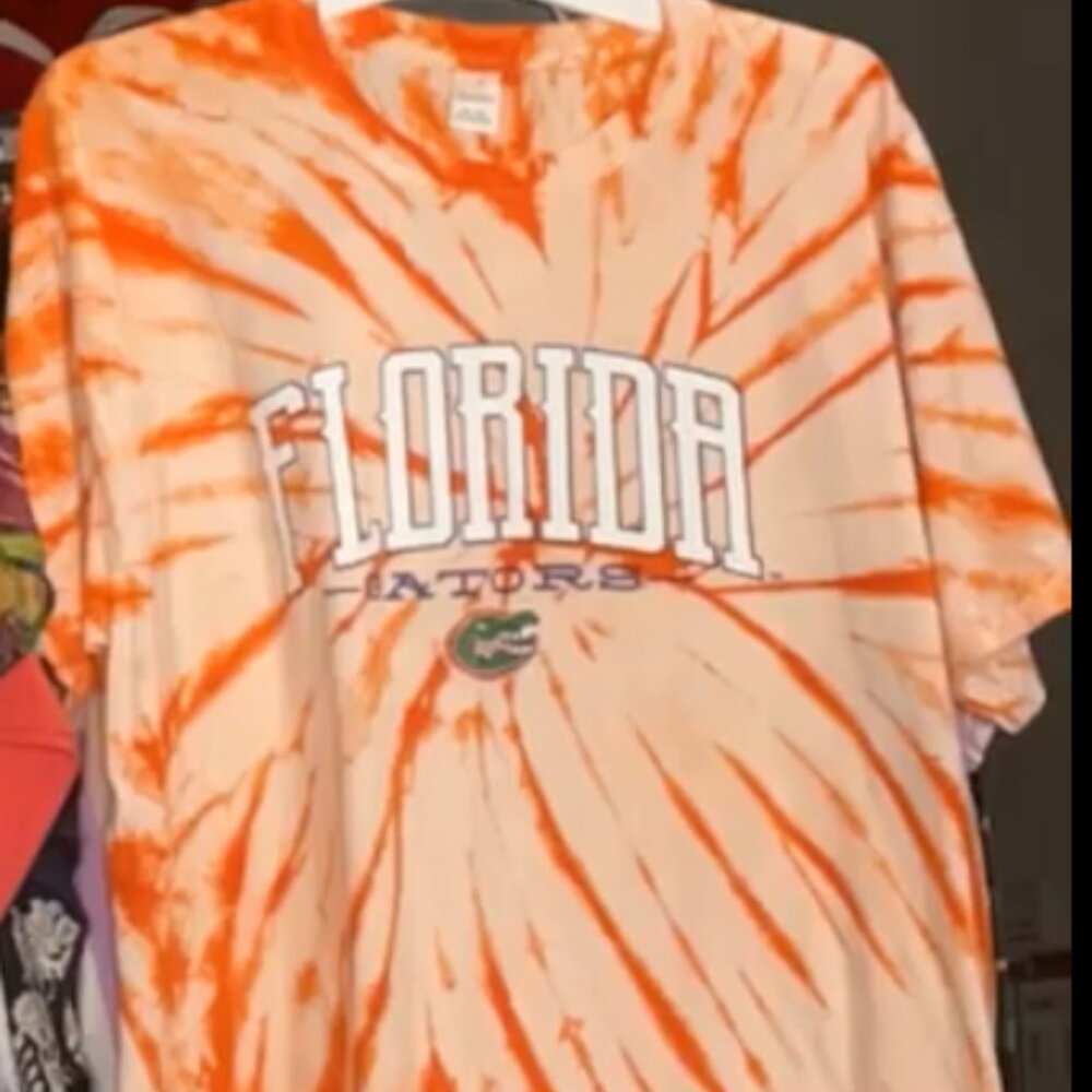 LADIES SIZE XL HANES FLORIDA GATORS ORANGE TIE DYE SHORT SLEEVE T-SHIRT TEE